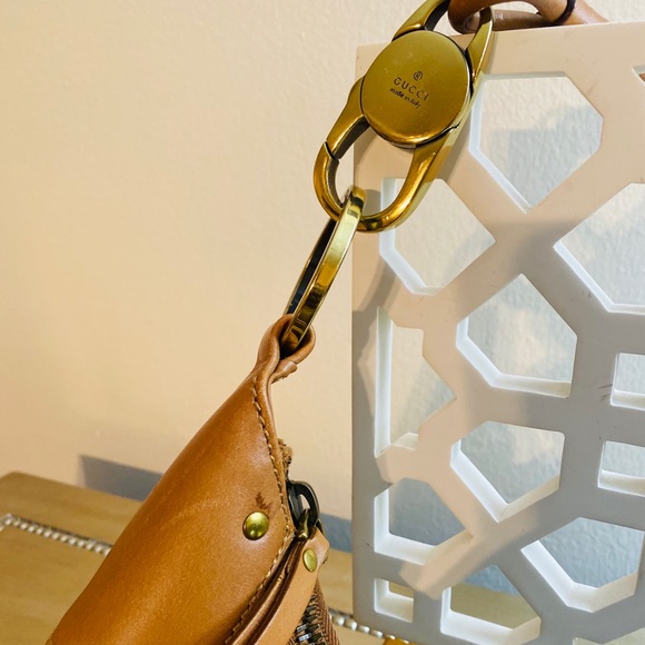 GUCCI TAN SUEDE HALF MOON CRESCENT HOBO BAG - Picture 6 of 9